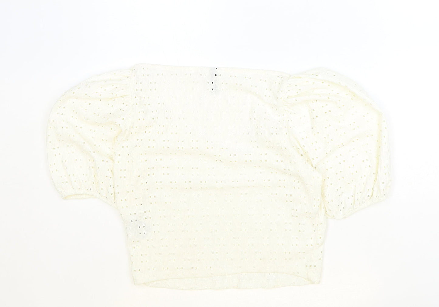 Womens UK Size L H&M Ivory Cropped T-Shirt