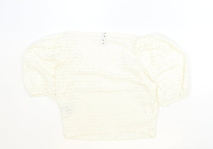 Womens UK Size L H&M Ivory Cropped T-Shirt
