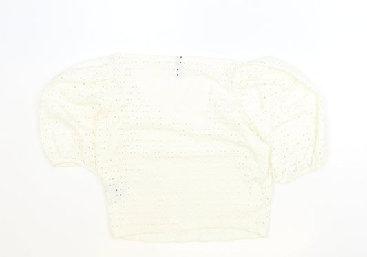 Womens UK Size L H&M Ivory Cropped T-Shirt