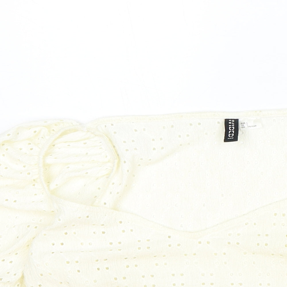 Womens UK Size L H&M Ivory Cropped T-Shirt