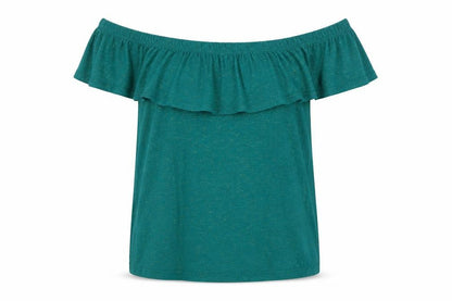 NEXT Womens Green Viscose Basic T-Shirt Size 8 Off the Shoulder