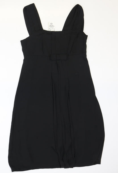 H&M Womens Black Polyester Trapeze & Swing Size 12 Square Neck Zip