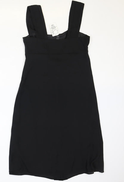 H&M Womens Black Polyester Trapeze & Swing Size 12 Square Neck Zip