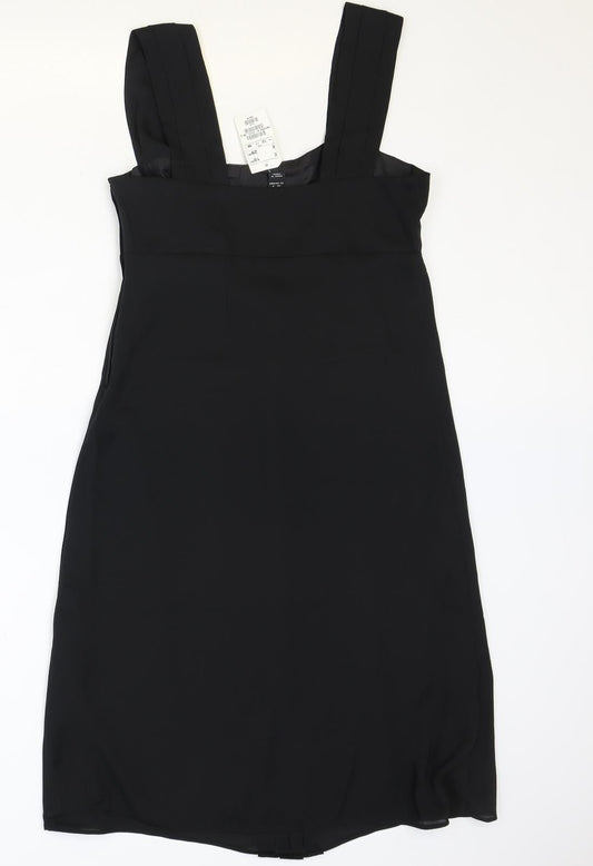 H&M Womens Black Polyester Trapeze & Swing Size 12 Square Neck Zip