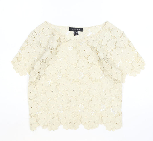 Womens UK Size S Atmosphere Beige Basic Blouse