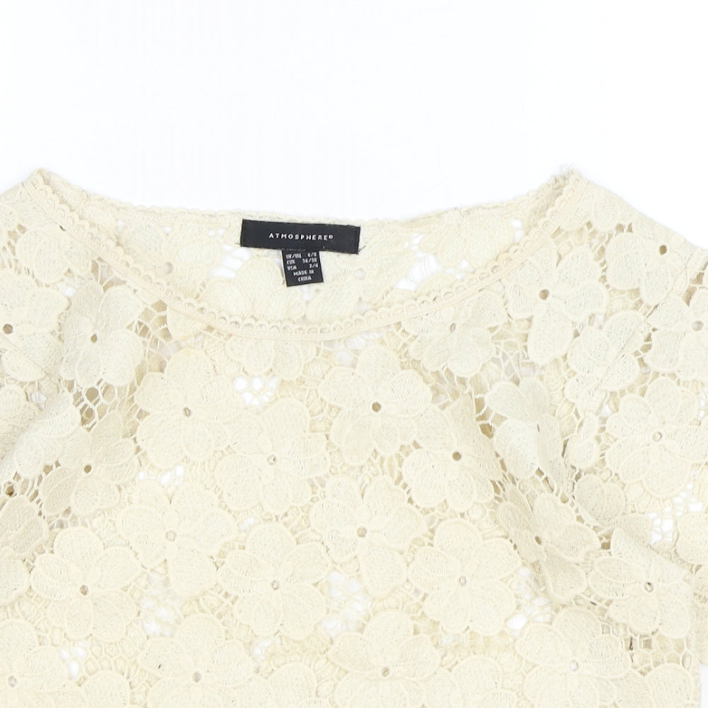 Womens UK Size S Atmosphere Beige Basic Blouse