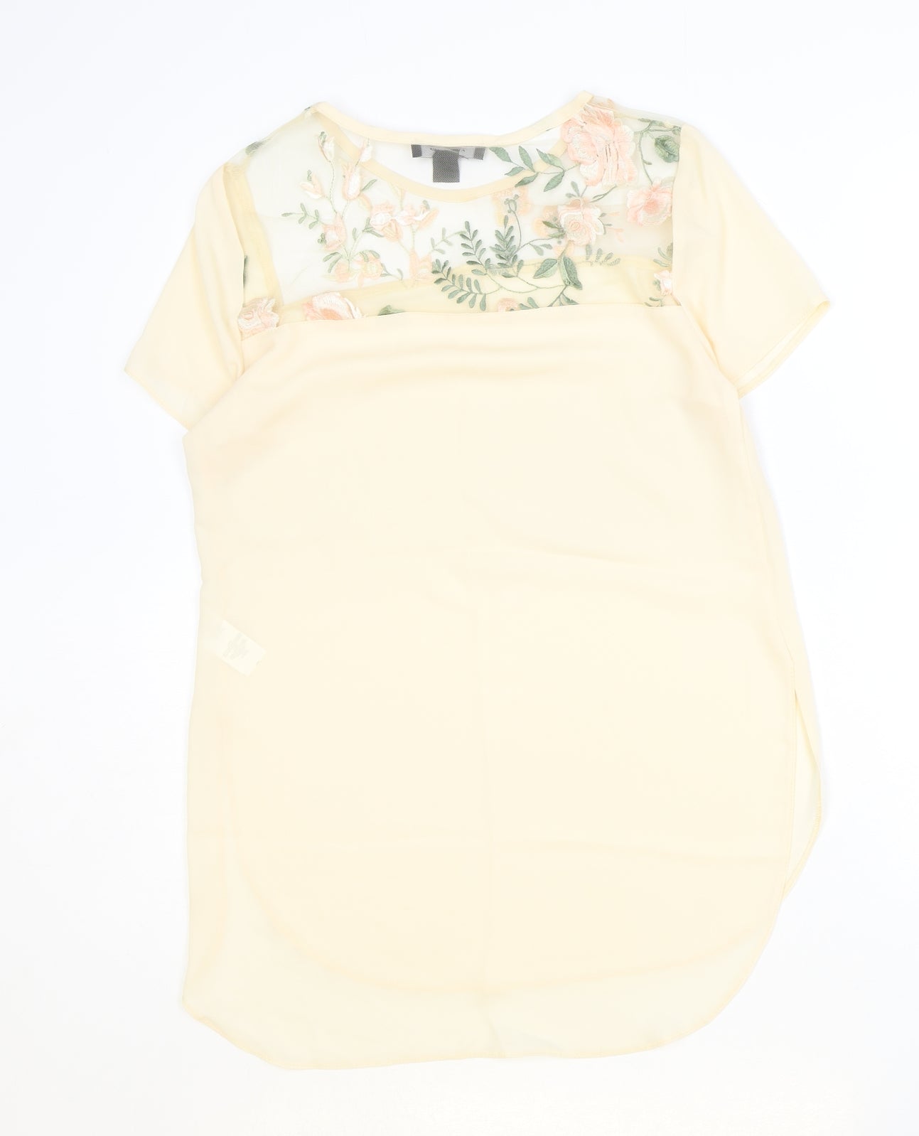 Atmosphere Womens Beige Polyester Basic Blouse Size 8 Round Neck