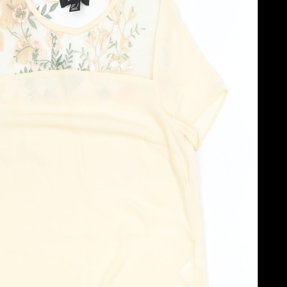Atmosphere Womens Beige Polyester Basic Blouse Size 8 Round Neck