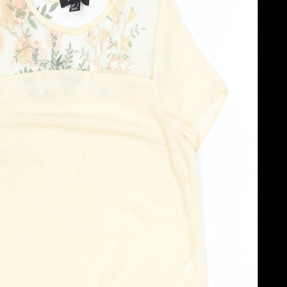 Atmosphere Womens Beige Polyester Basic Blouse Size 8 Round Neck