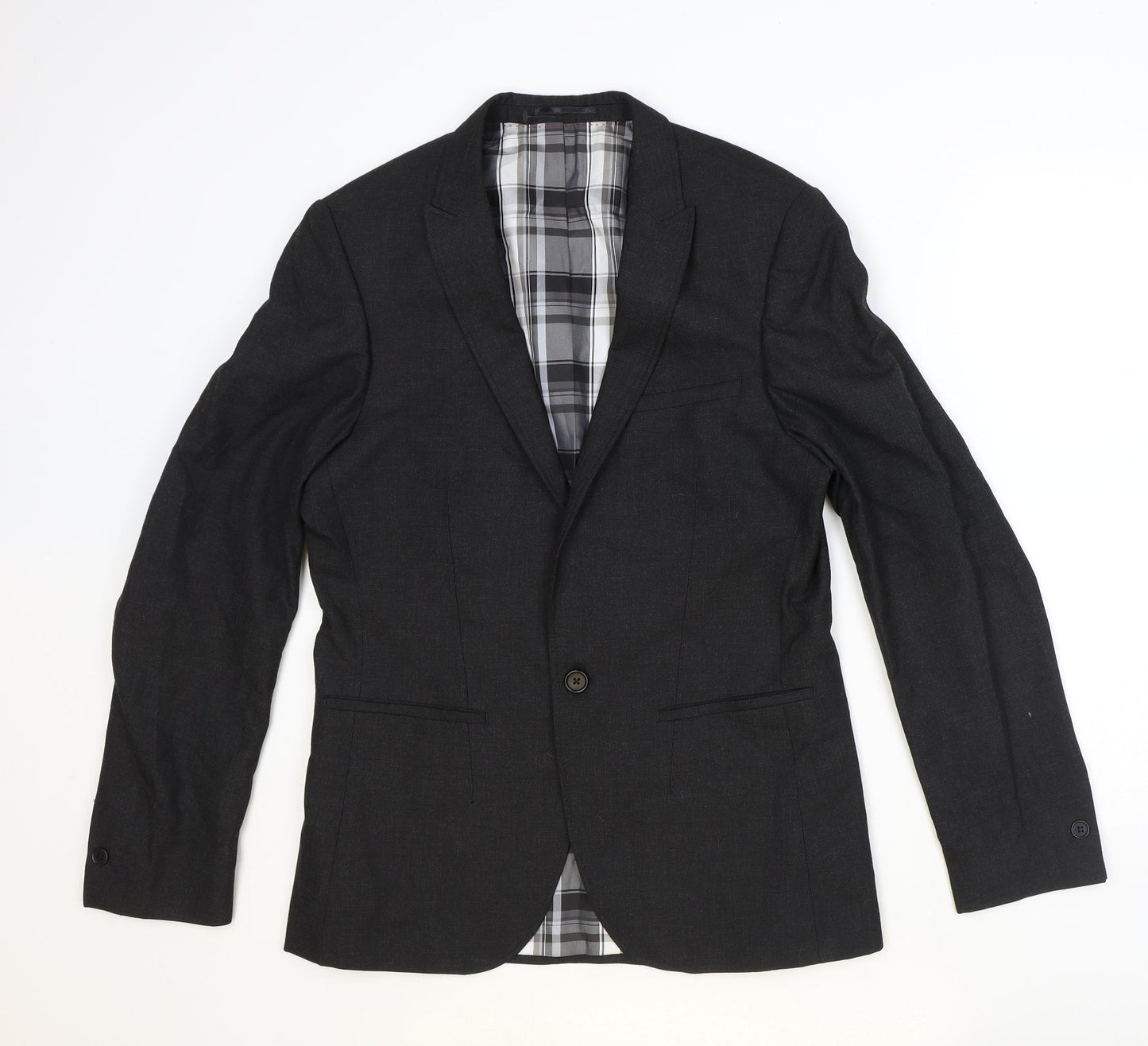 Mens UK Size 40 River Island Regular Grey Suit Jacket