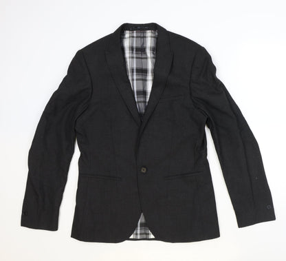 Mens UK Size 40 River Island Regular Grey Suit Jacket