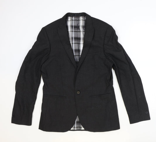 Mens UK Size 40 River Island Regular Grey Suit Jacket