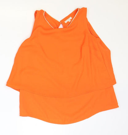 Grain de Malice Womens Orange Polyester Basic Tank Size 8 V-Neck