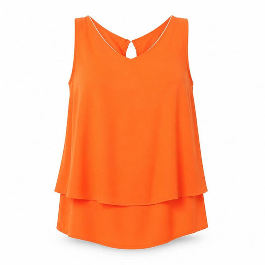 Grain de Malice Womens Orange Polyester Basic Tank Size 8 V-Neck