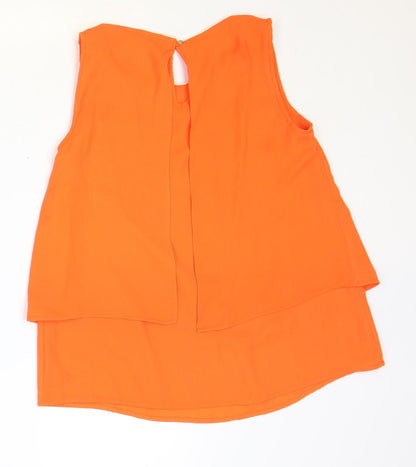 Grain de Malice Womens Orange Polyester Basic Tank Size 8 V-Neck