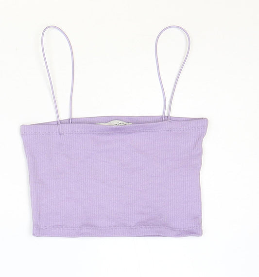Womens UK Size S Pull&Bear Purple Cropped Tank