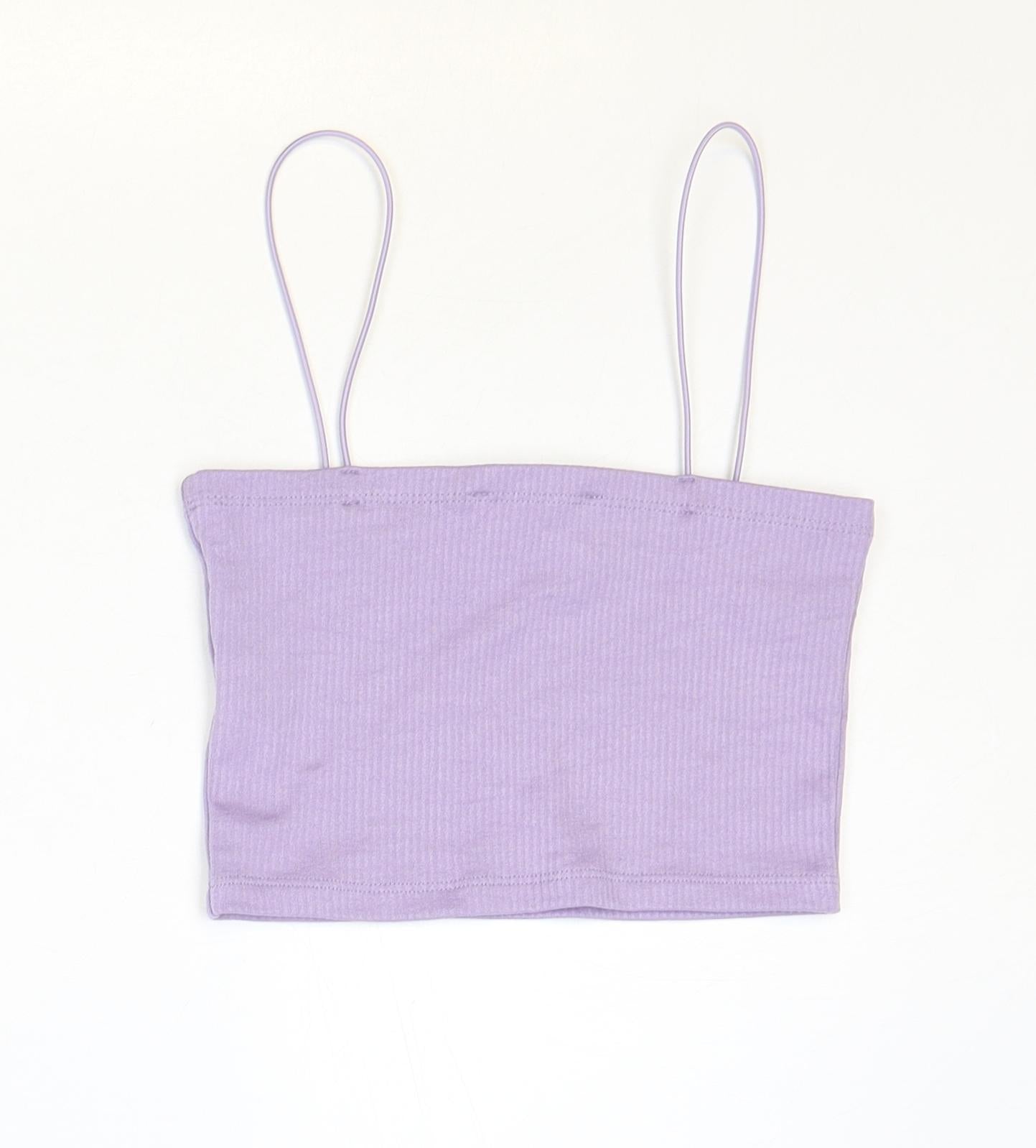 Womens UK Size S Pull&Bear Purple Cropped Tank