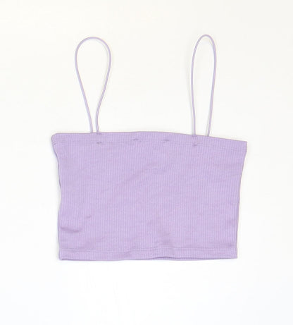 Womens UK Size S Pull&Bear Purple Cropped Tank