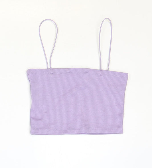 Womens UK Size S Pull&Bear Purple Cropped Tank