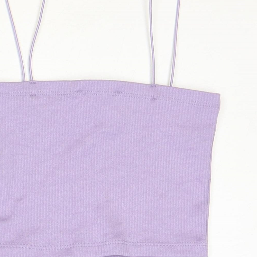 Womens UK Size S Pull&Bear Purple Cropped Tank