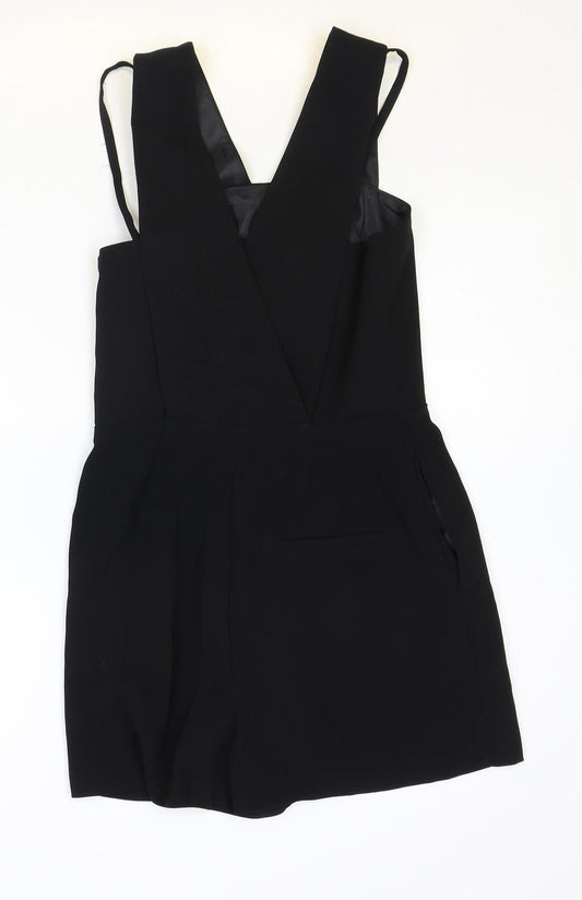 Topshop Womens Black Polyester Playsuit One-Piece Size 6 Zip