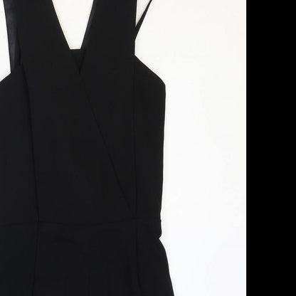 Topshop Womens Black Polyester Playsuit One-Piece Size 6 Zip