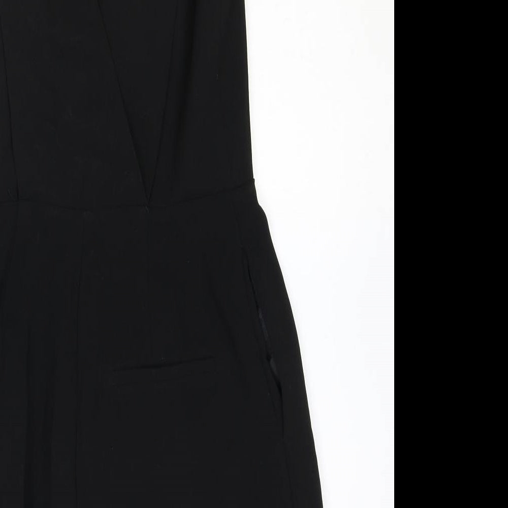Topshop Womens Black Polyester Playsuit One-Piece Size 6 Zip