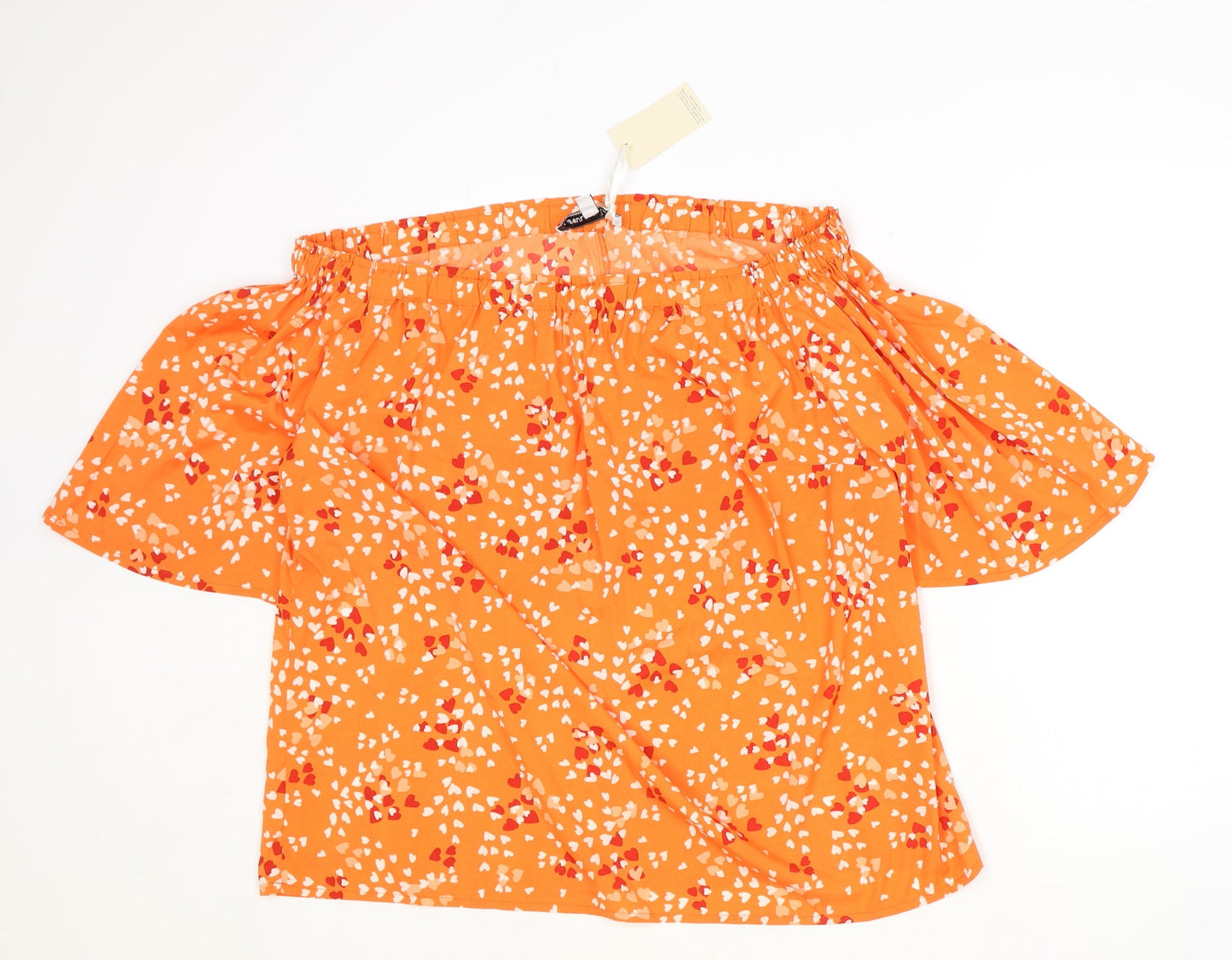 Capsule Womens Orange Geometric Polyester Basic Blouse Size 16 Off the Shoulder
