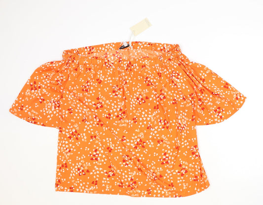 Capsule Womens Orange Geometric Polyester Basic Blouse Size 16 Off the Shoulder