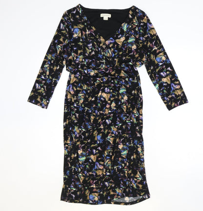 Monsoon Womens Multicoloured Geometric Polyester A-Line Size 8 V-Neck Pullover