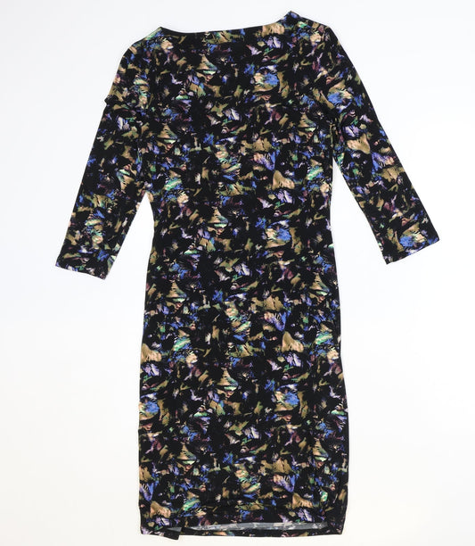 Monsoon Womens Multicoloured Geometric Polyester A-Line Size 8 V-Neck Pullover