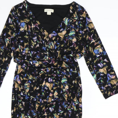 Monsoon Womens Multicoloured Geometric Polyester A-Line Size 8 V-Neck Pullover