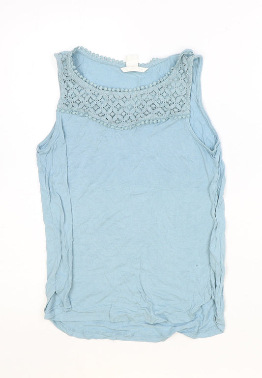 H&M Womens Blue Viscose Basic Tank Size XS Round Neck
