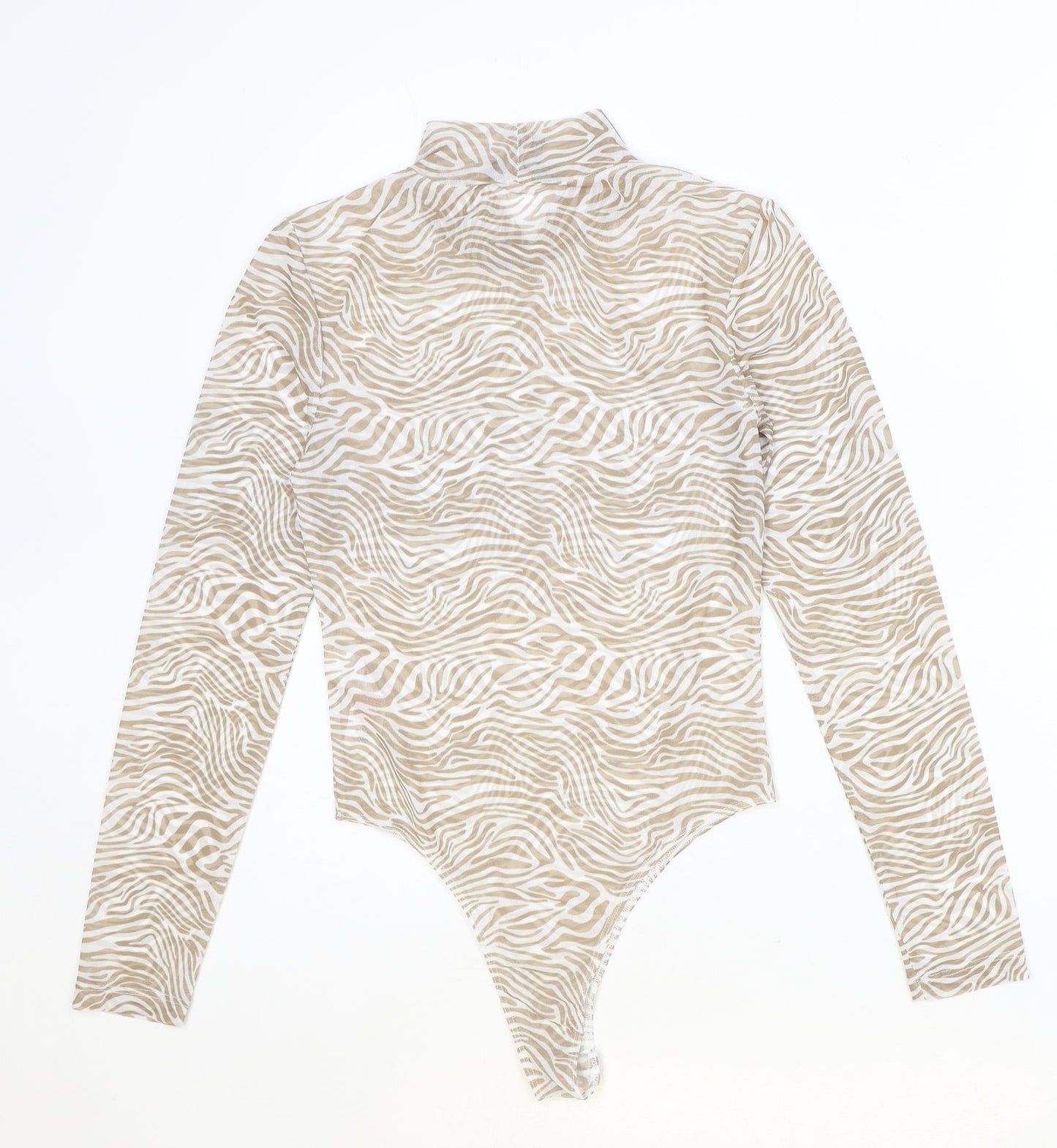 Primark Womens Brown Animal Print Polyester Bodysuit One-Piece Size XS Snap - Tiger Print