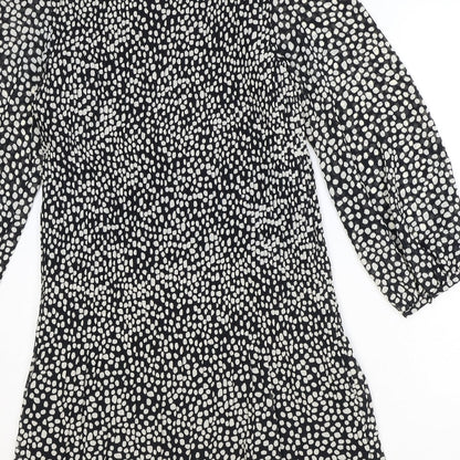 Principles Womens Black Geometric Polyester Trapeze & Swing Size 12 Round Neck Button