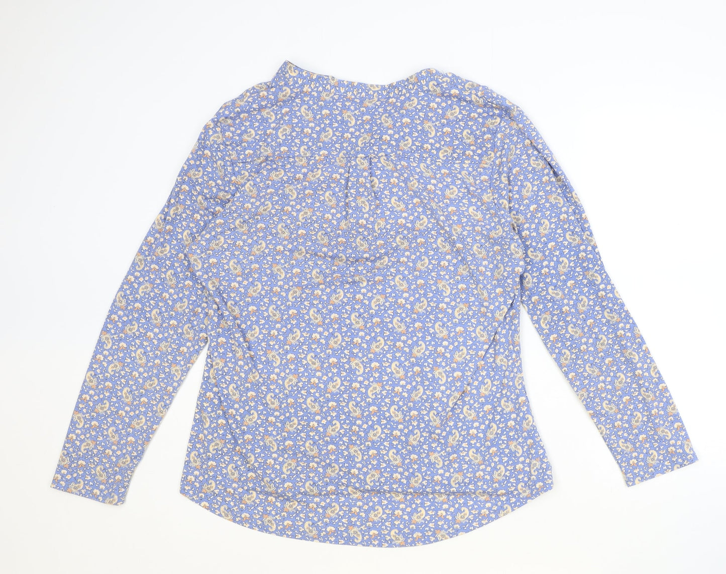 Lakeland Womens Blue Floral Polyester Basic Blouse Size XL V-Neck