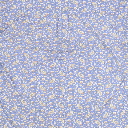 Lakeland Womens Blue Floral Polyester Basic Blouse Size XL V-Neck