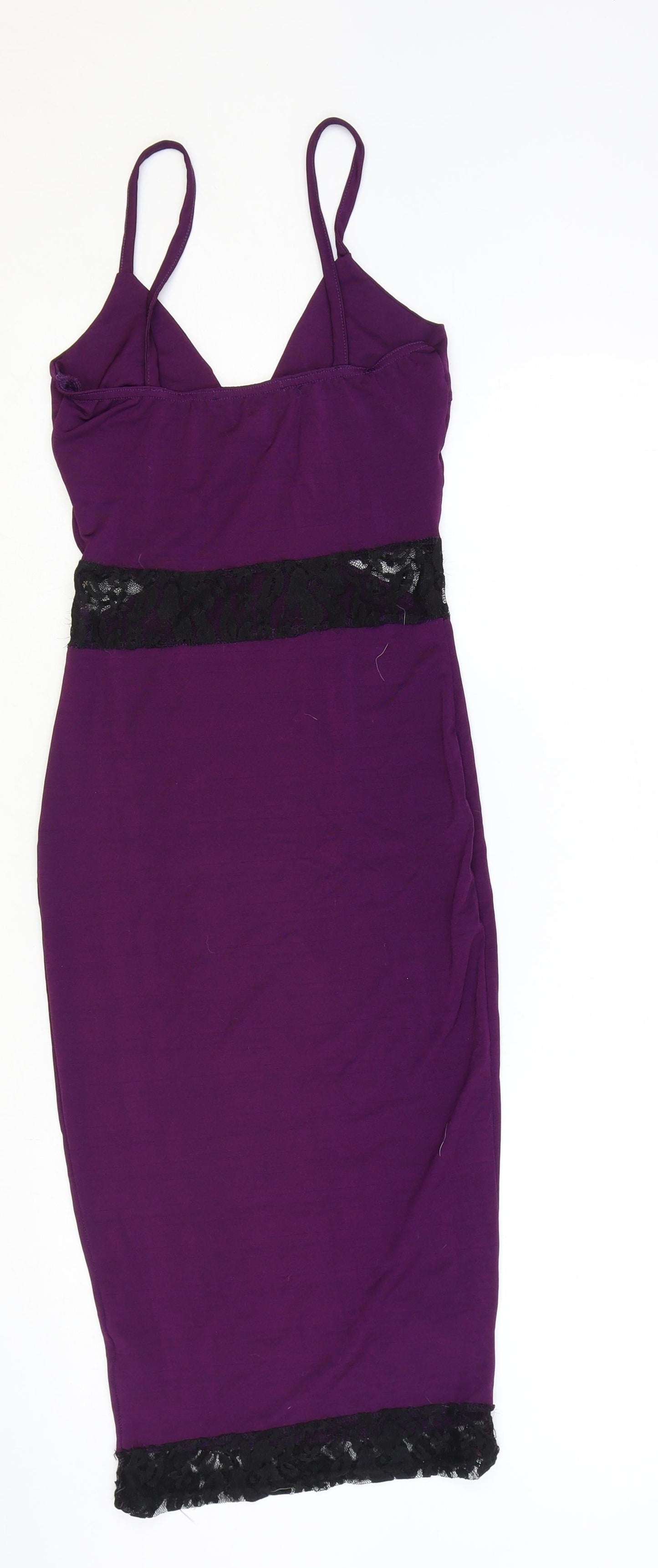 Missguided Womens Purple Colourblock Polyester Bodycon Size 4 V-Neck Pullover