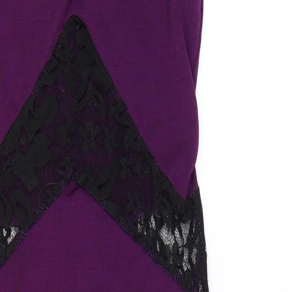 Missguided Womens Purple Colourblock Polyester Bodycon Size 4 V-Neck Pullover
