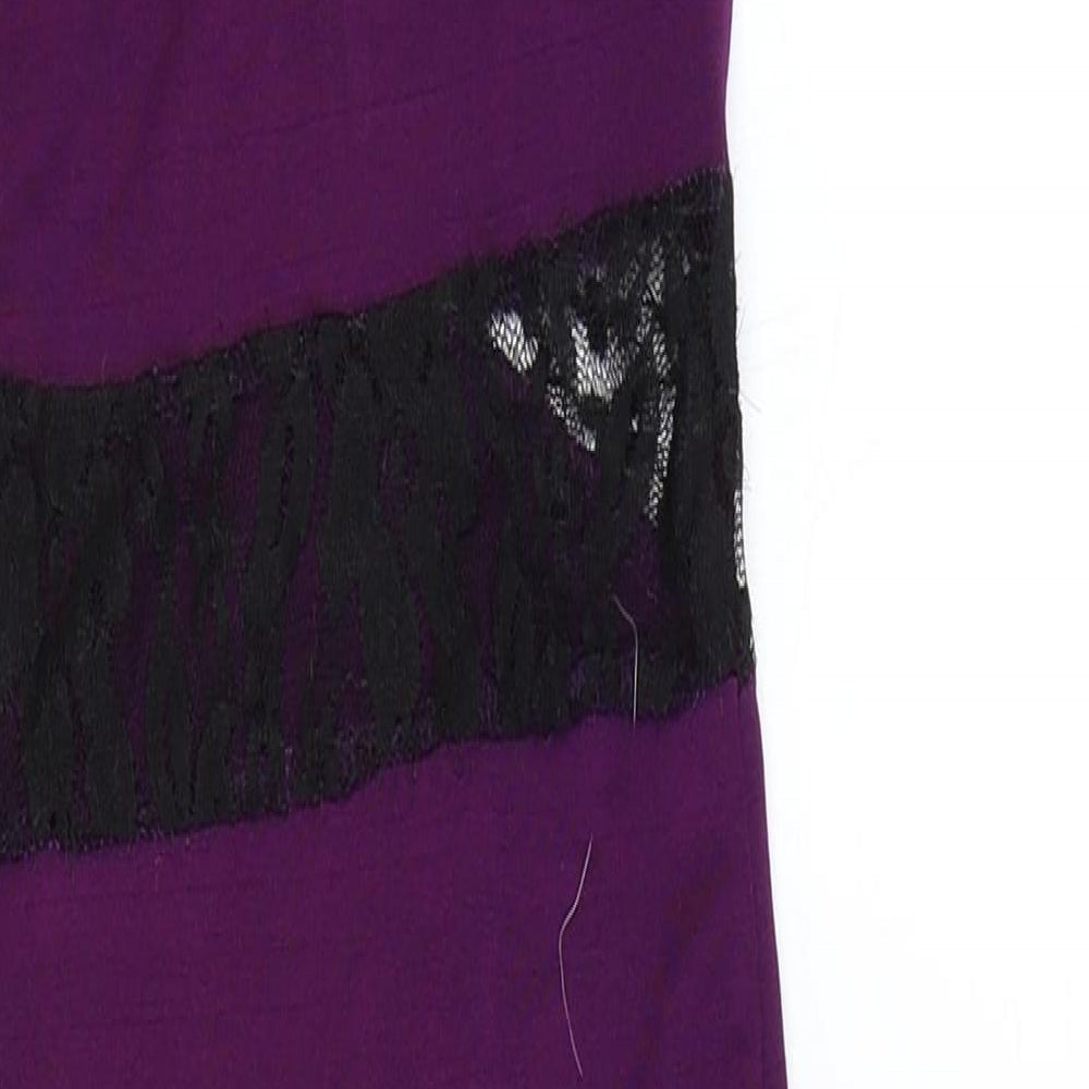 Missguided Womens Purple Colourblock Polyester Bodycon Size 4 V-Neck Pullover