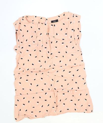 F&F Womens Pink Geometric Viscose Basic Blouse Size 6 Round Neck