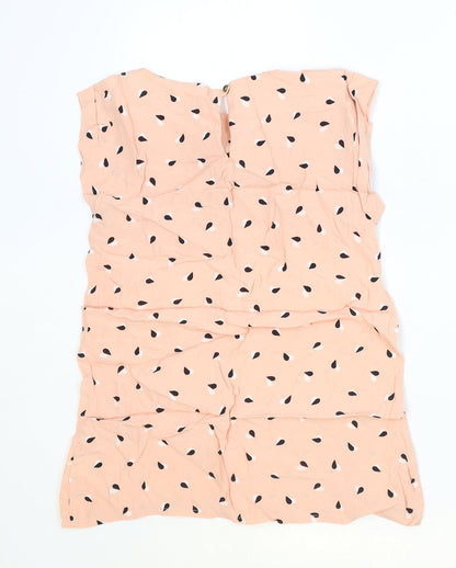 F&F Womens Pink Geometric Viscose Basic Blouse Size 6 Round Neck