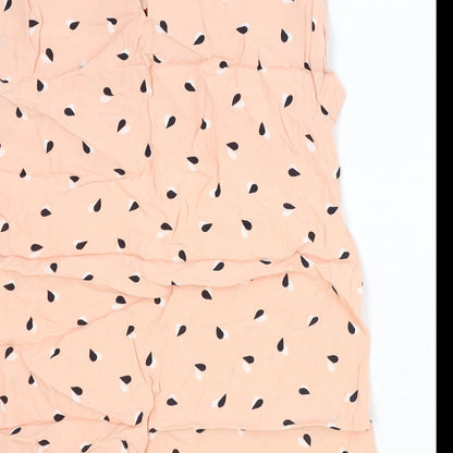 F&F Womens Pink Geometric Viscose Basic Blouse Size 6 Round Neck