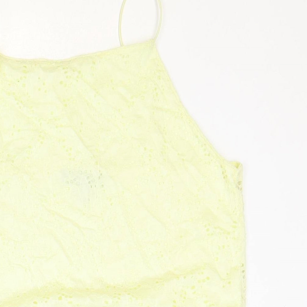 Primark Womens Yellow Polyester Basic Tank Size M Square Neck