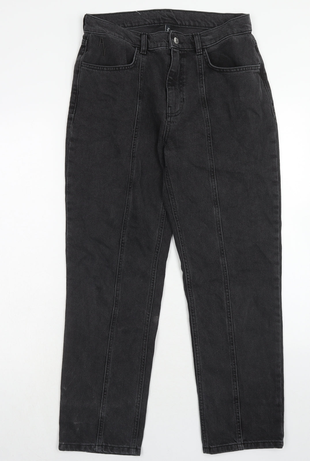 AsYou Womens Black Cotton Straight Jeans Size 30 in Regular Zip