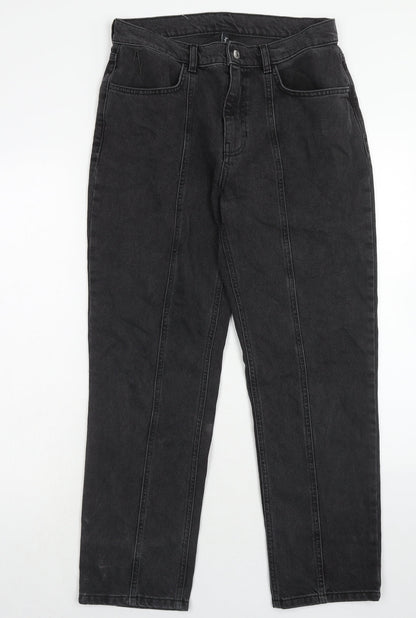 AsYou Womens Black Cotton Straight Jeans Size 30 in Regular Zip