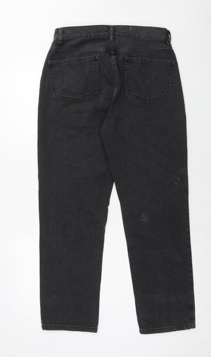 AsYou Womens Black Cotton Straight Jeans Size 30 in Regular Zip