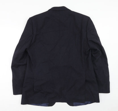 Manford Mens Blue Striped Wool Jacket Suit Jacket Size 42 Regular