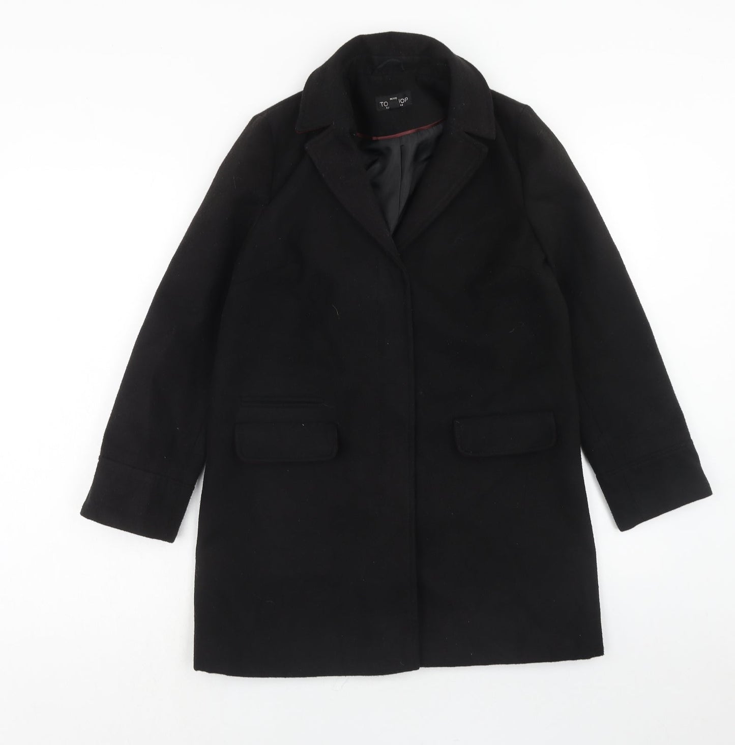 Womens UK Size 4 Topshop Black Overcoat
