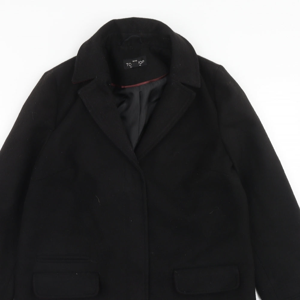 Womens UK Size 4 Topshop Black Overcoat